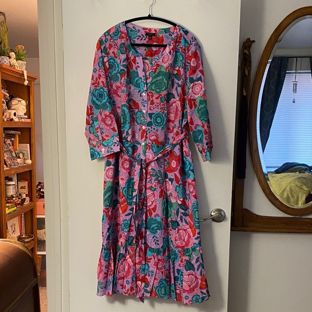 Talbots Vibrant Floral Long Sleeve Dress